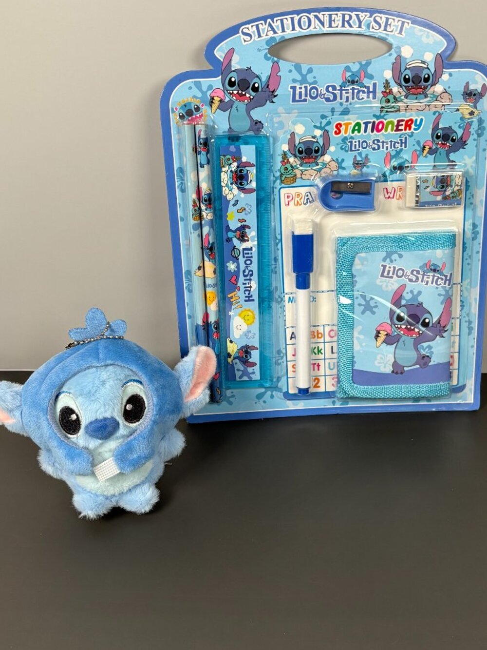 Lilo & Stitch Stationery Set + Plush Keychain Bundle